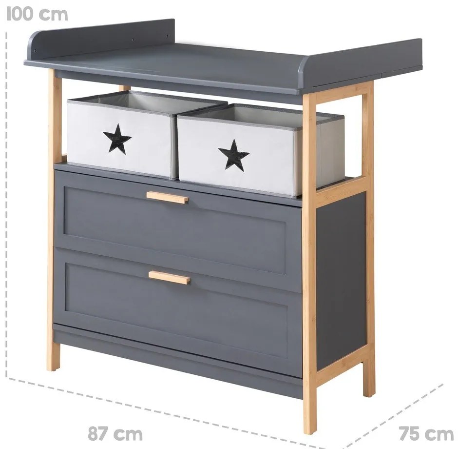 Antracitszürke alacsony gyerek komód 87x75 cm Berlin – Roba