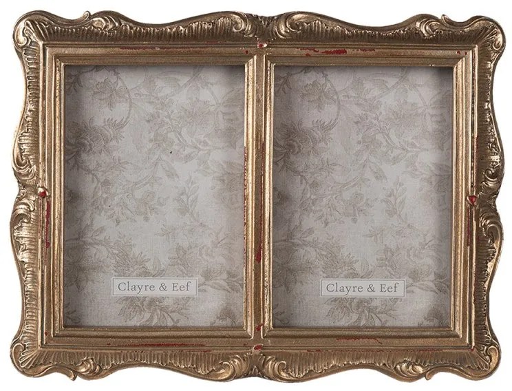 Antikolt aranyszínű dupla vintage képkeret 10x15 cm műanyag