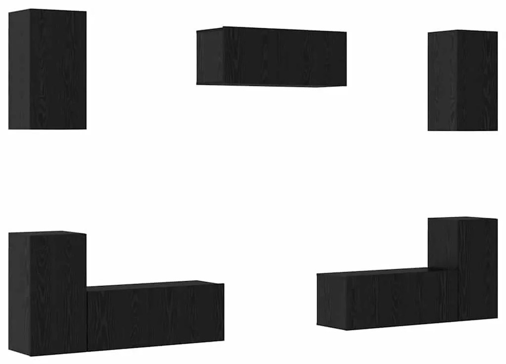 TV szekrény garnitúra 7 pcs Musta tammi 80 x 30 x 30 cm Faanyag