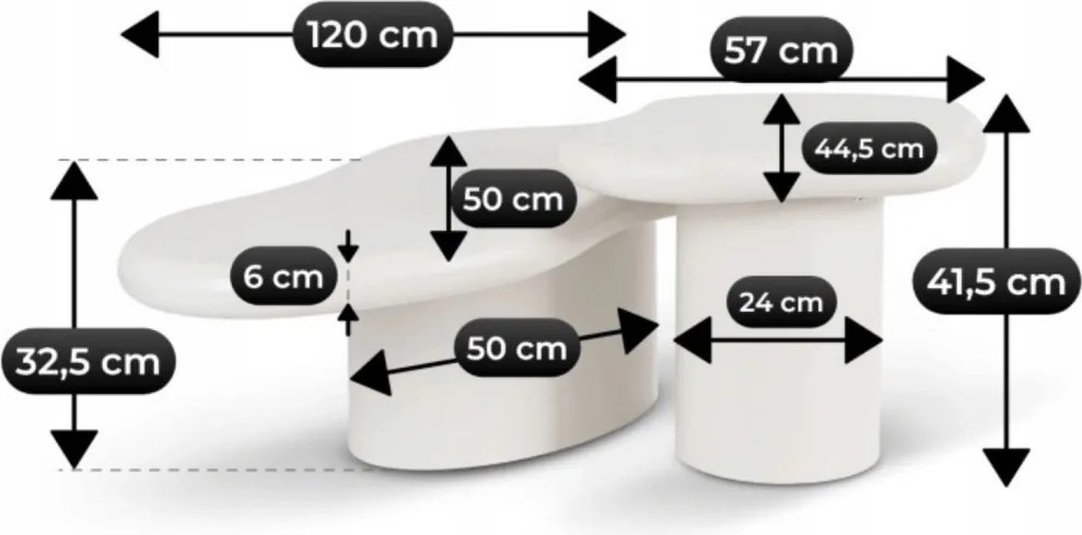 Dohányzóasztal szett fehér színben - ROSALIE