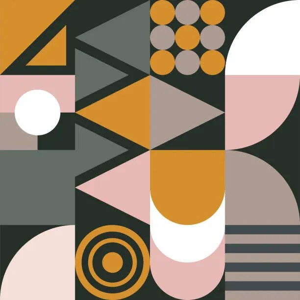 Illusztráció Bauhaus seamless pattern with geometric shapes, tomozina