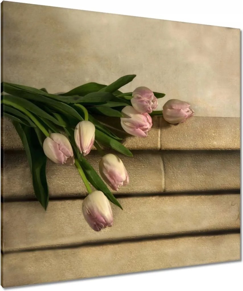 Vászonkép 90x90 Rózsaszín tulipán csokor
