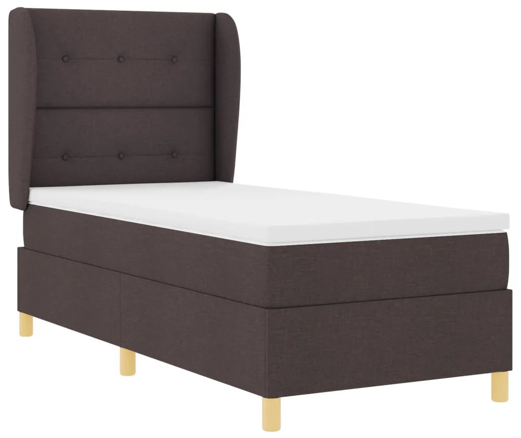 Boxspring Ágy Matrac Közepesbarna 90x200 cm Szövet
