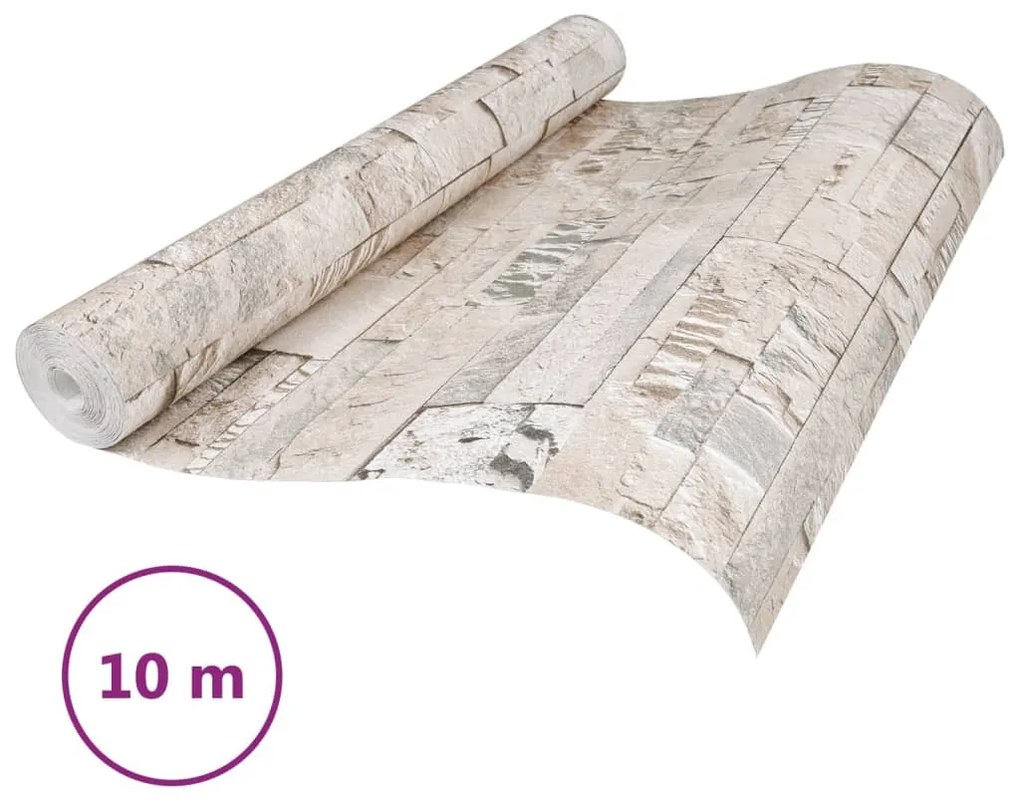 szürke és bézs kőhatású nem szőtt 3D tapéta 10 x 0,53 m