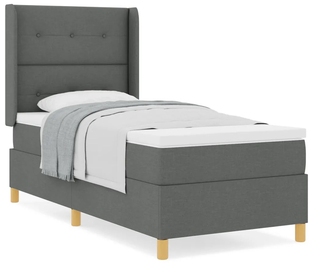 Boxspring Ágy Matrac Részével Sötétszürke 100x200 cm Szövet