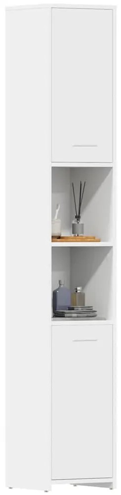 Fehér szerelt fa fürdőszobaszekrény 30 x 30 x 183,5 cm