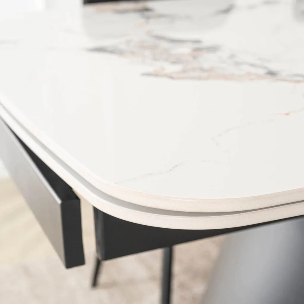 Stół VERONA Ceramiczny Rozkładany 160-240 cm Biały márvány/Czarny