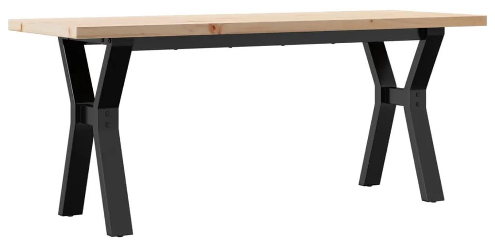 tömör fenyőfa és öntöttvas Y-vázú dohányzóasztal 110x40x45,5 cm