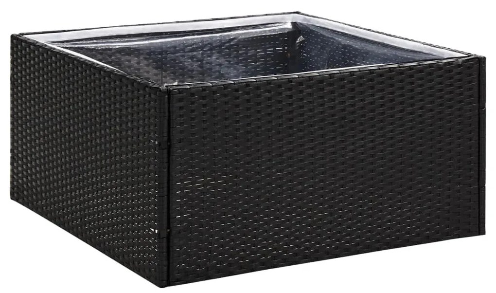 Fekete polyrattan kerti ültetőláda 80 x 80 x 40 cm