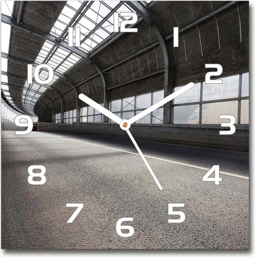 Négyzet alakú üveg falióra Út az alagútban 30x30 cm