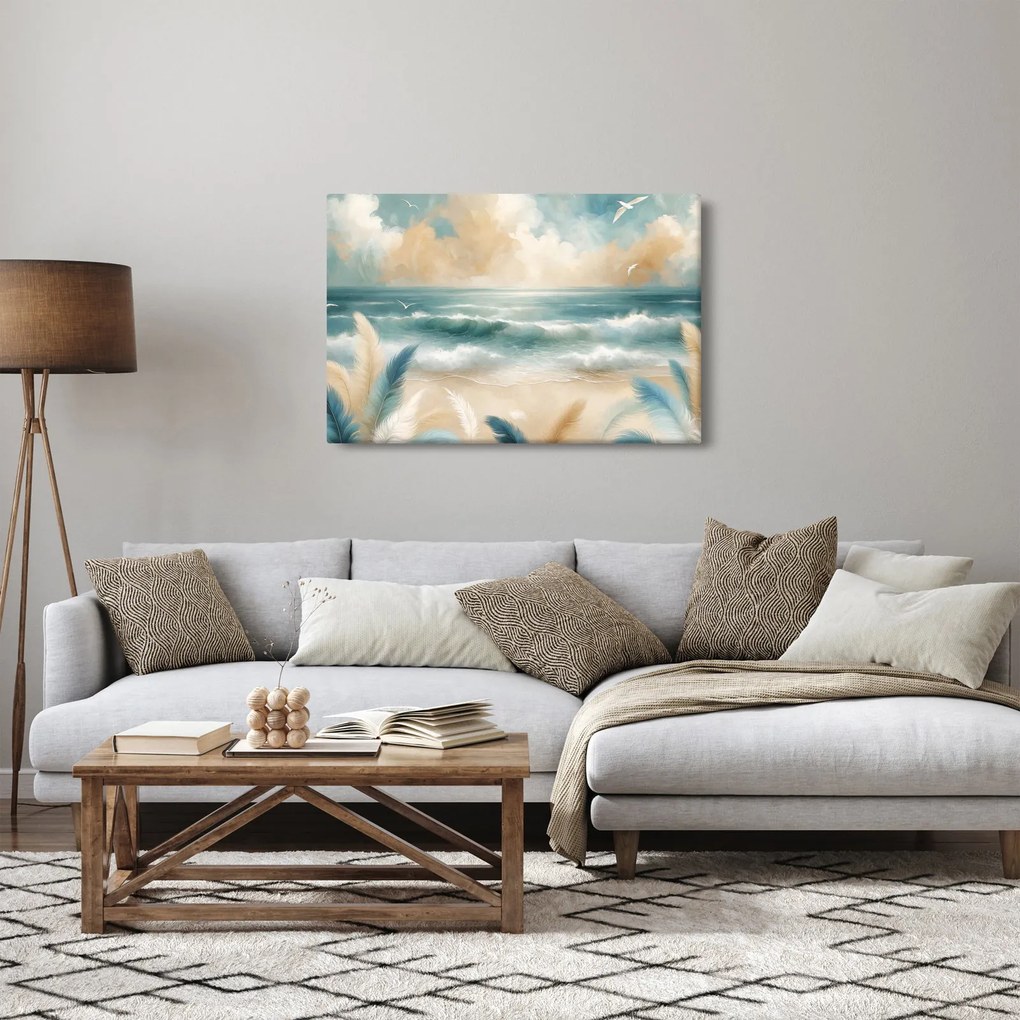 Kép – Festett strand lágy színekben (90x60 cm)