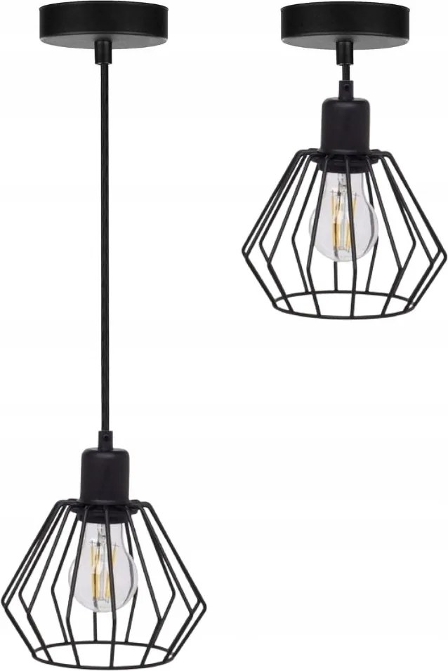 Mennyezeti Függőlámpa Loft Metal Edison Fekete Led Lengyel Lámpa