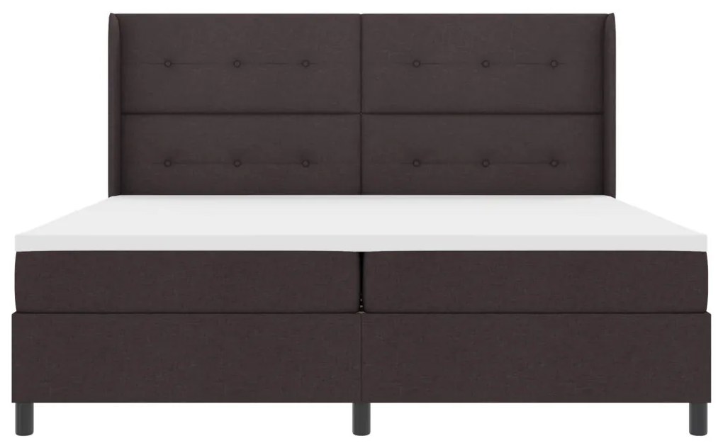 Boxspring Ágy Matraccal és LED világítással Sötétbarna 200x200 cm Szövet