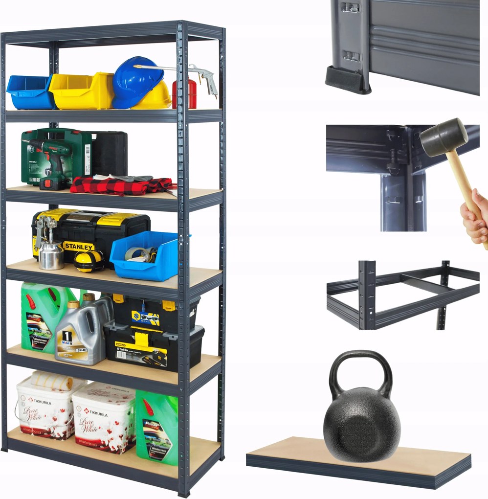 Tárolószekrény fém Premium Helios 213x120x40cm 6Px175kg Tömör