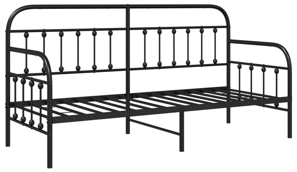 Fekete napaliágykeret 80x200 cm acél