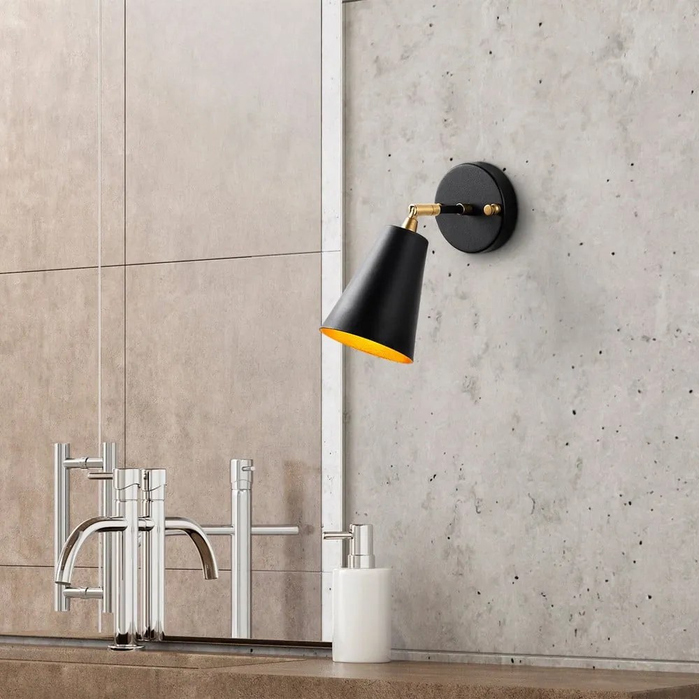 Fekete-aranyszínű fali lámpa ø 10 cm Evander – Opviq lights