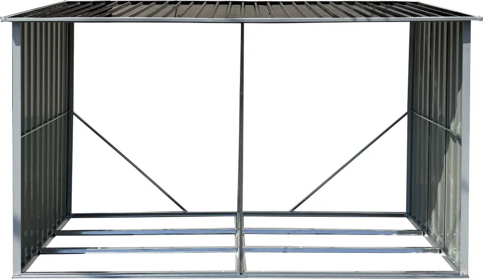 Tűzifa tároló, antracit/fehér, 302x121,5x191 cm, DARYL TYP 3