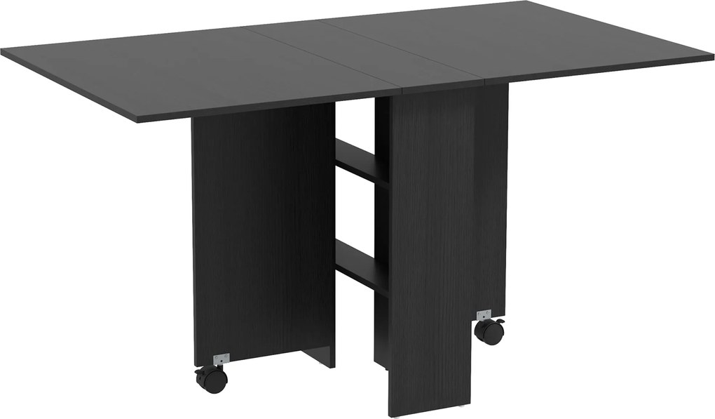 HOMCOM Összecsukható Asztal Kerekekkel, Modern Dizájn, Helytakarékos 140 × 80 × 74cm, Fekete | Aosom
