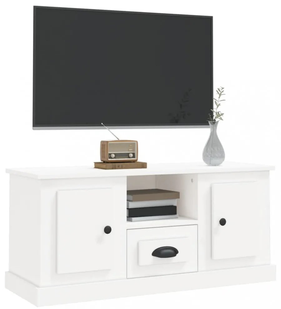 fehér szerelt fa TV-szekrény 100x35,5x45 cm