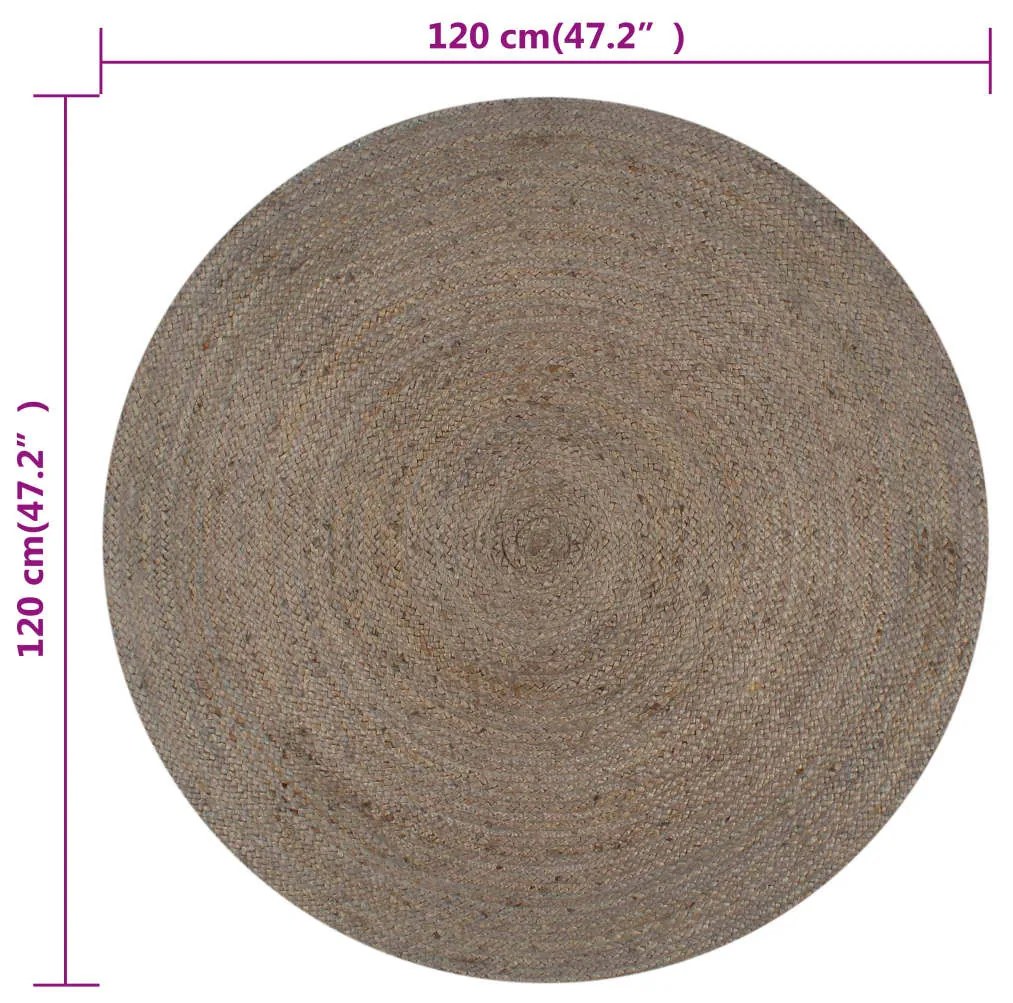 szürke kézzel font kör alakú jutaszőnyeg 120 cm