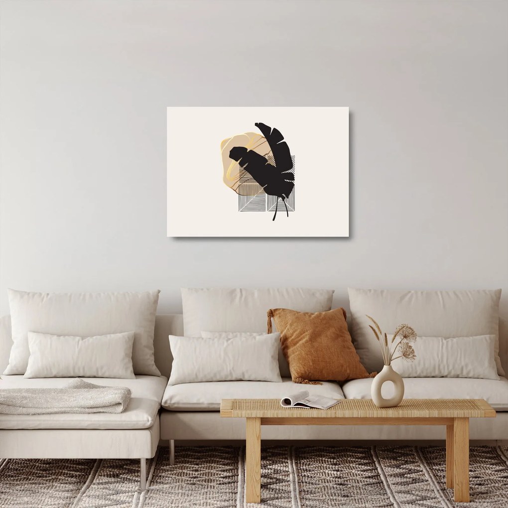 Üveg kép - Absztrakció trópusi levelekkel N⁰4 (70x50 cm)