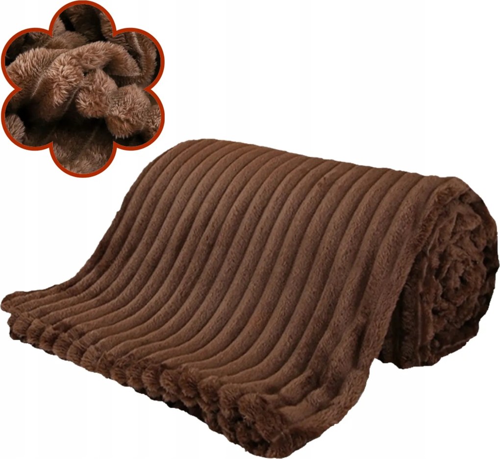 Vastag Dombornyomott Takaró 160x200 cm Puha Meleg Elegáns Barna