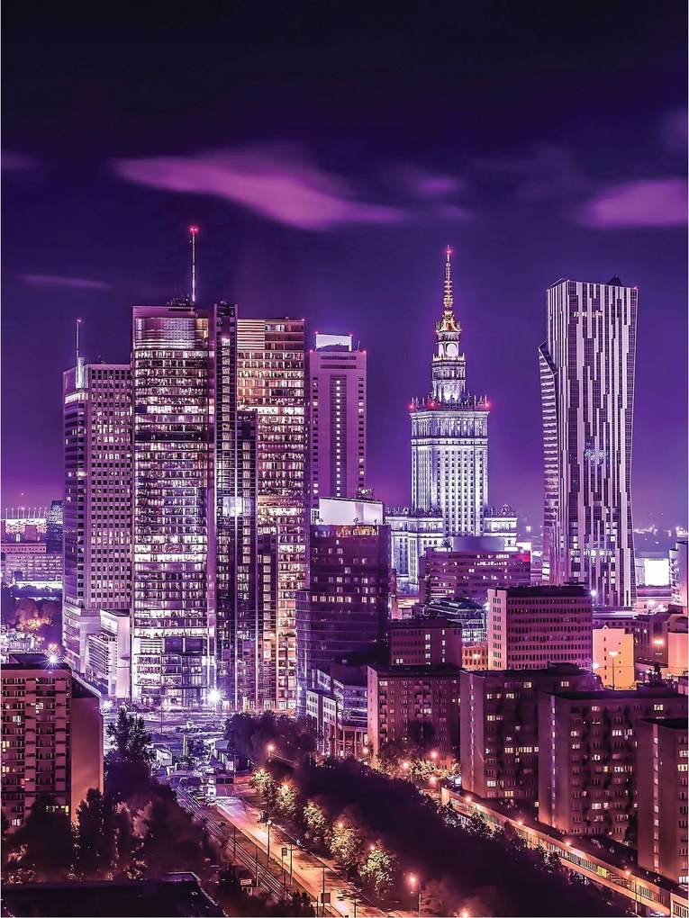 Fotótapéta Éjszakai Megalopolis felhőkarcolók város éjszaka loft 184x254 +ragasztó