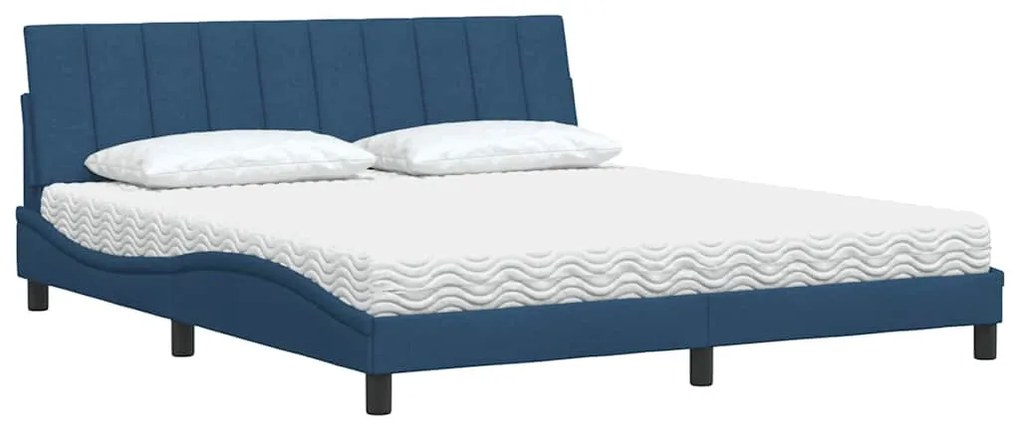 kék szövet ágy matraccal 180x200 cm