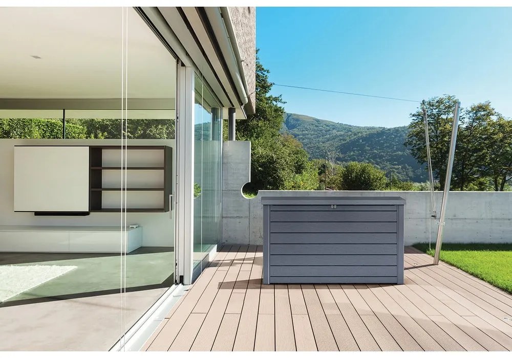 Antracitszürke műanyag kerti tárolódoboz Ontario – Keter