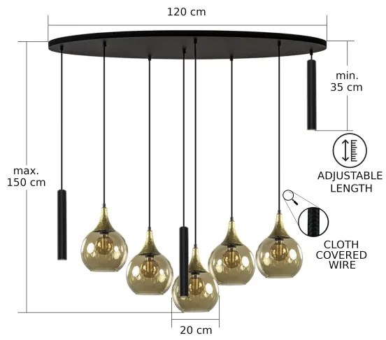 CALYPSO lógó 3xGU10/60W + 5xE27/60W fekete/arany