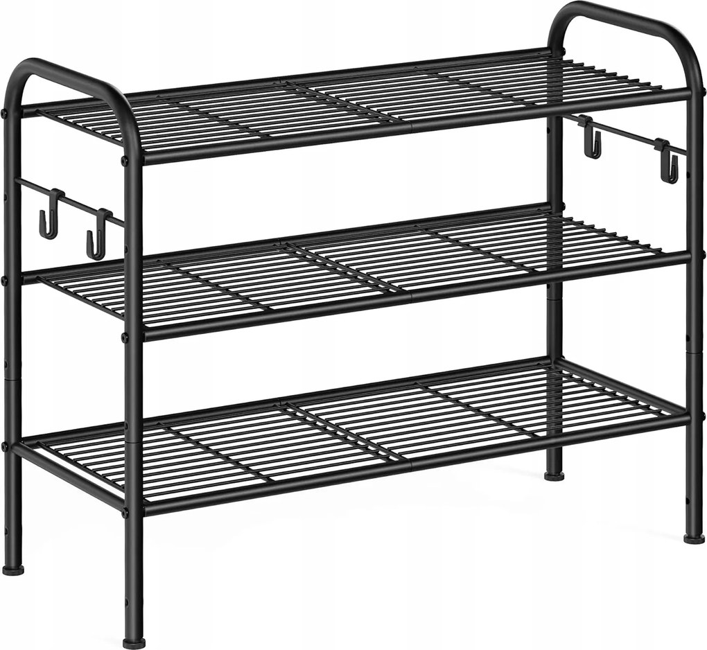 Songmics Cipőtartó polc 3 szintes 12 pár Fém fekete előszobába