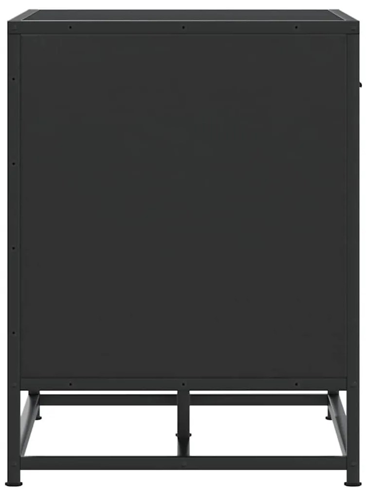 Cipőpad Fekete 60x40x53,5 cm Fából és fémből készült pad