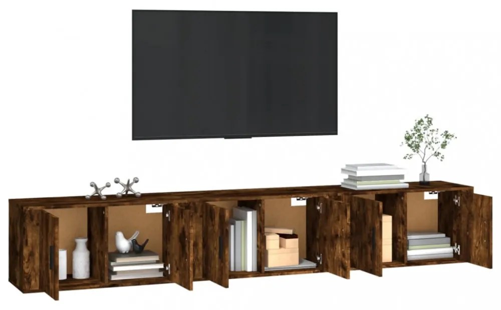 3 db füstös tölgy színű fali TV-szekrény 80 x 34,5 x 40 cm