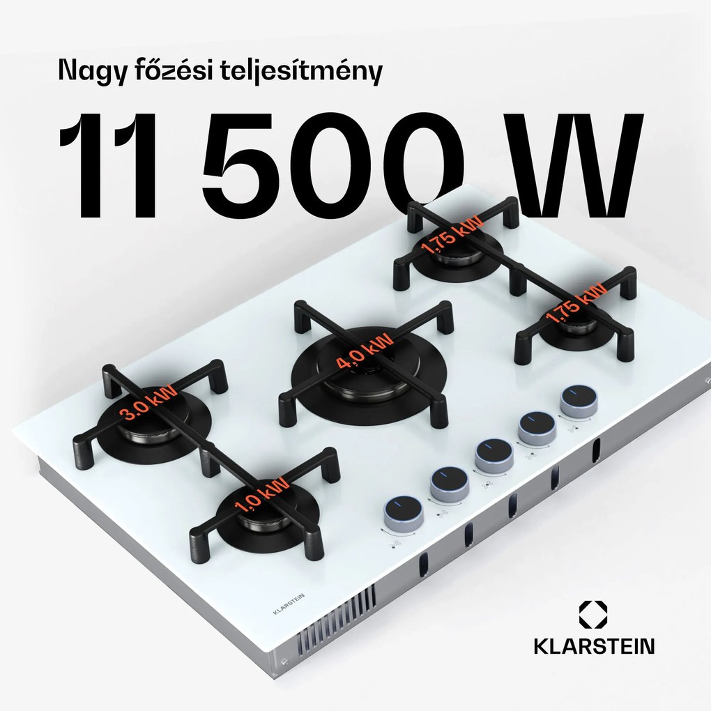 Klarstein Illuminosa 5 gáz főzőlap Üvegkerámia Sabaf égő 5 égővel