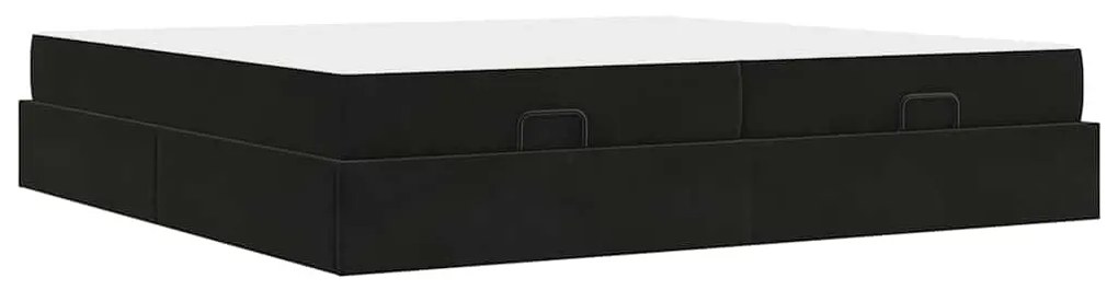 Ágykeret Fekete 200 x 200 cm Bársony