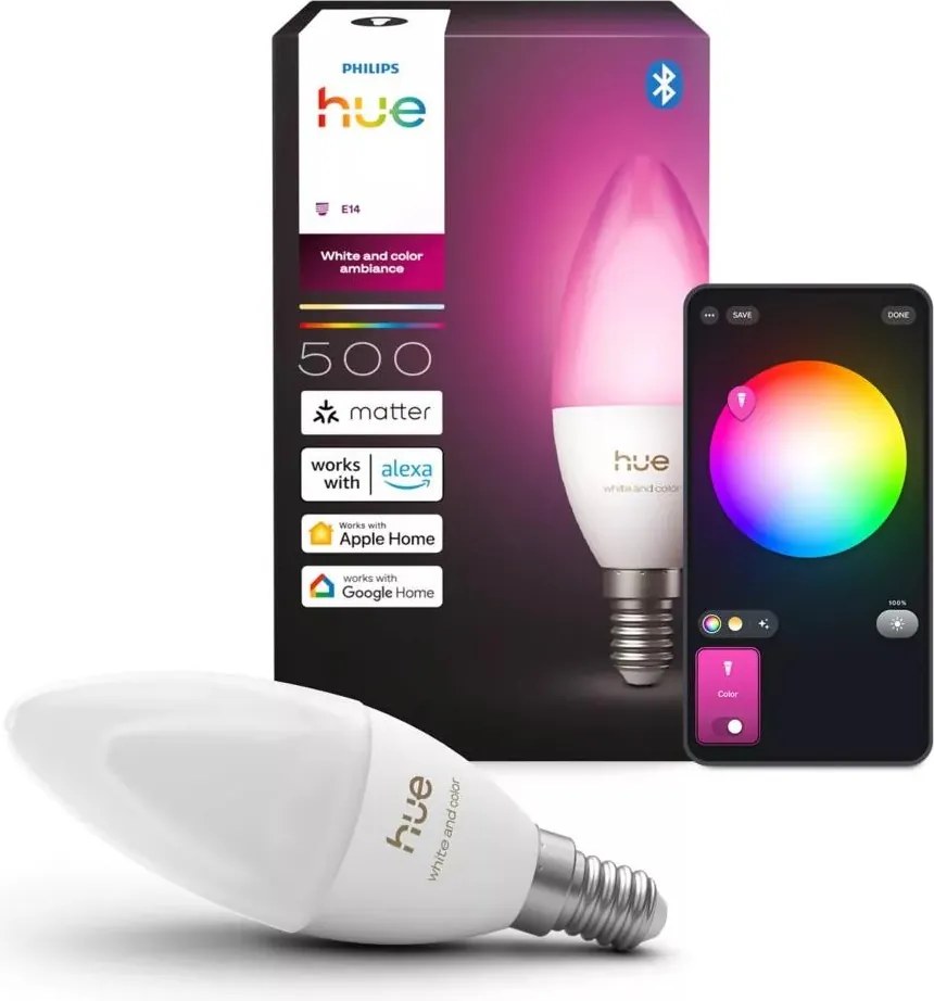 LED RGBW fényerőszabályozható izzó Philips Hue WACA B39 E14/3,7W/230V 1000-20000K