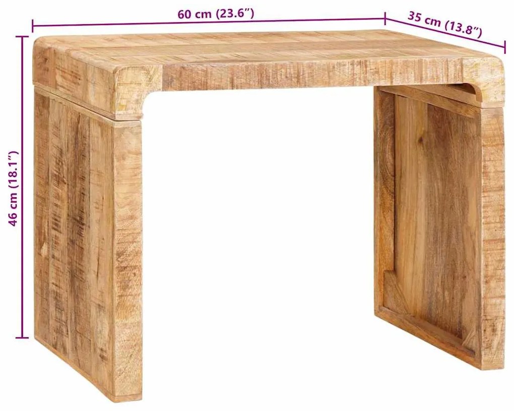 Végasztal Barna 60 x 35 x 45 cm tömör mangófa