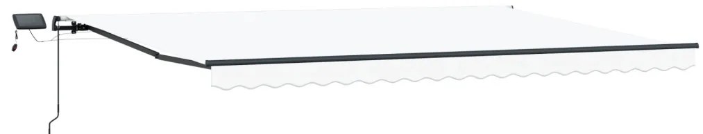 Kézi Behúzható Napellenző LED-del Fehér 500x350 cm