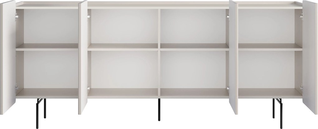 Malmi négyajtós komód 200 cm - kasmír / fekete lábak