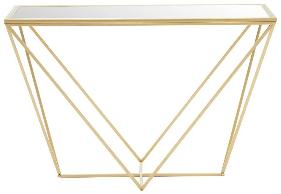 Aranyszínű konzolasztal üveg asztallappal 40x120 cm Farran – Premier Housewares