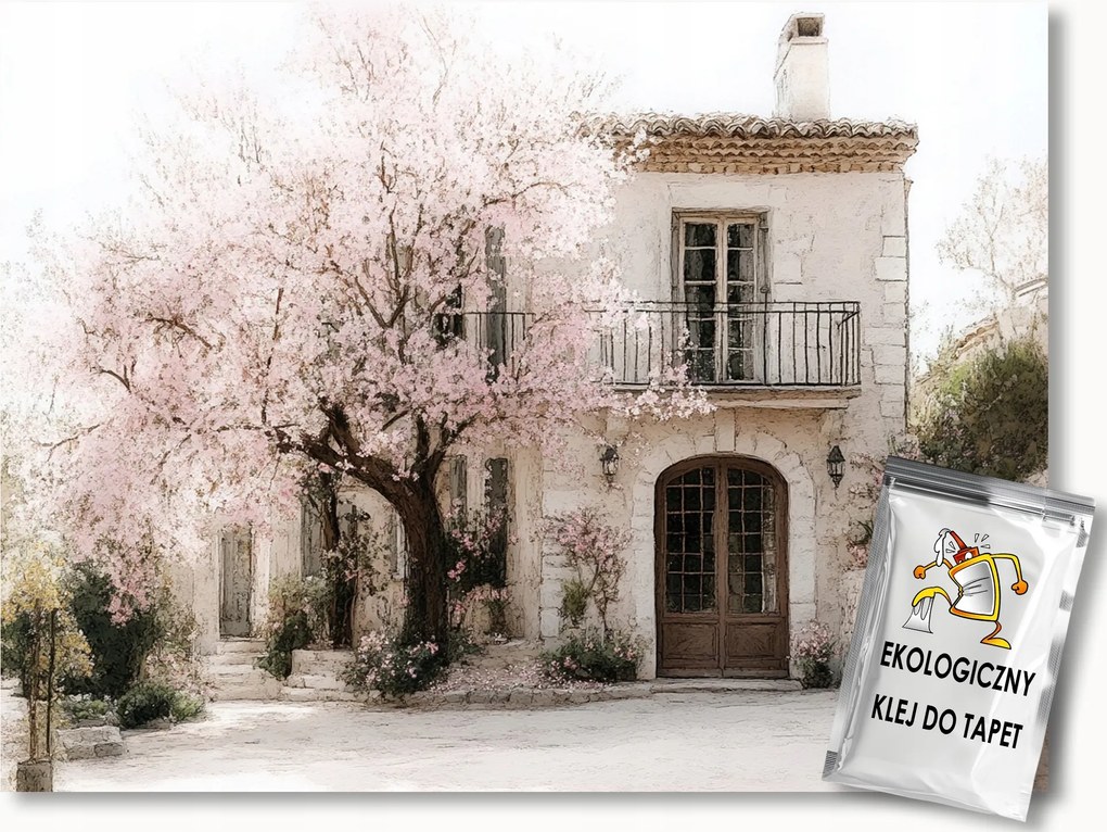 Fotótapéta Flizelina Tájkép Provence Villa Virágok Fa 250x175 ragasztó