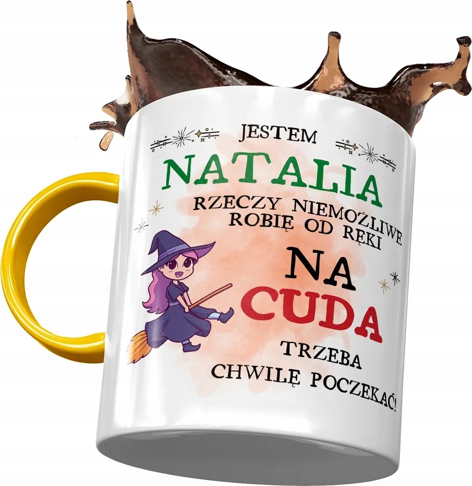 Sárga Bögre Natalia Feleség Barátnő Ajándék Nyomtatott Fotóval