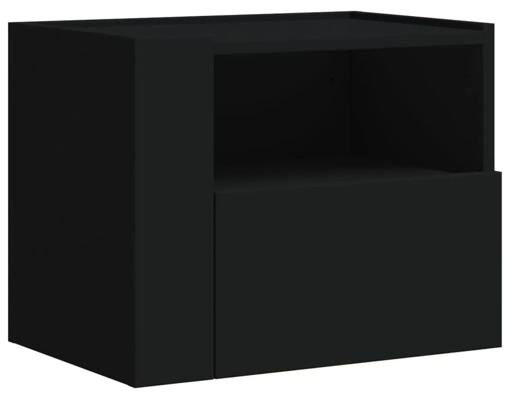 fekete falra szerelhető éjjeliszekrény 45 x 30 x 35 cm
