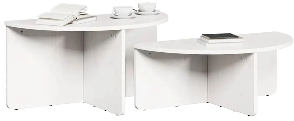 Dohányzóasztal 2 pcs Fehér 79 x 39.5 x 40 cm Tömör fenyőfa