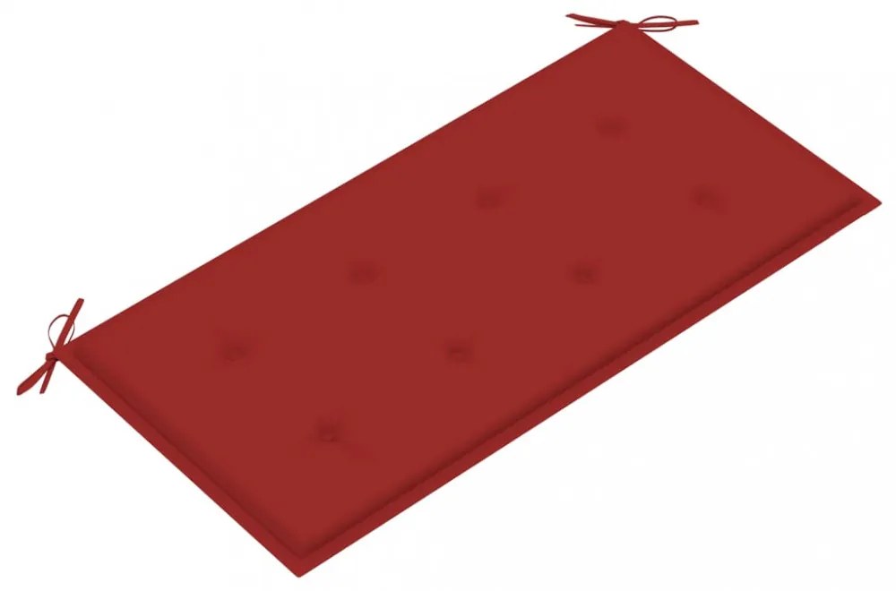 tömör tíkfa kerti pad piros párnával 112 cm