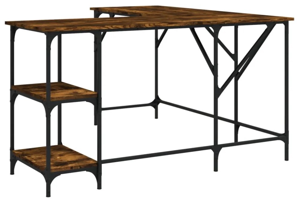 füstös tölgy színű szerelt fa íróasztal 139x139x75 cm