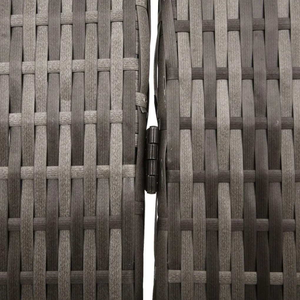 4 Paneles Összecsukható Szobaelválasztó Szürke 195x180 cm Poli Rattan
