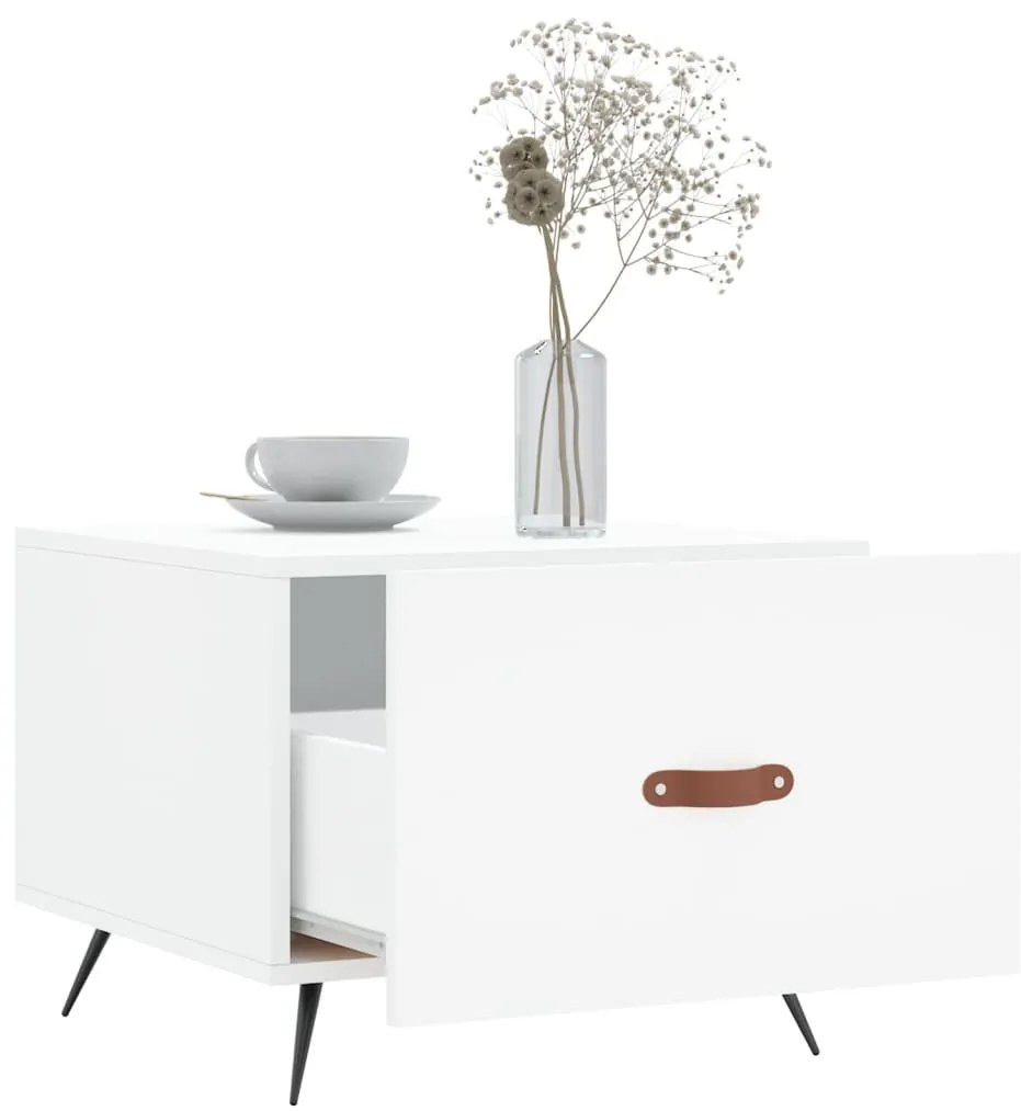 Fehér szerelt fa dohányzóasztal 50 x 50 x 40 cm