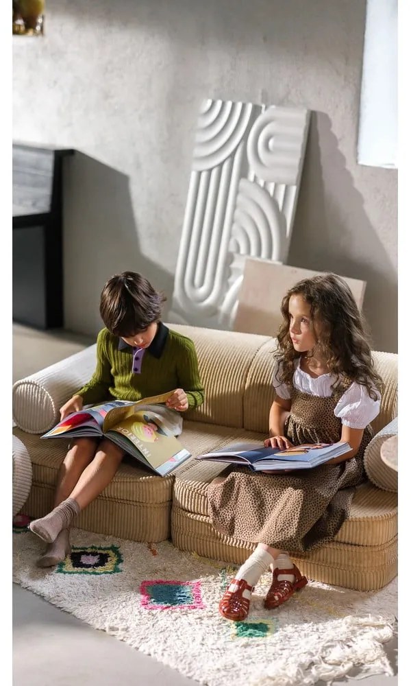 Világosbarna kordbársony gyerek kanapé 132 cm Settee – Wigiwama