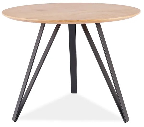 AKCIÓ Tölgy étkezőasztal fekete lábakkal TETIS 100x100 II. osztály